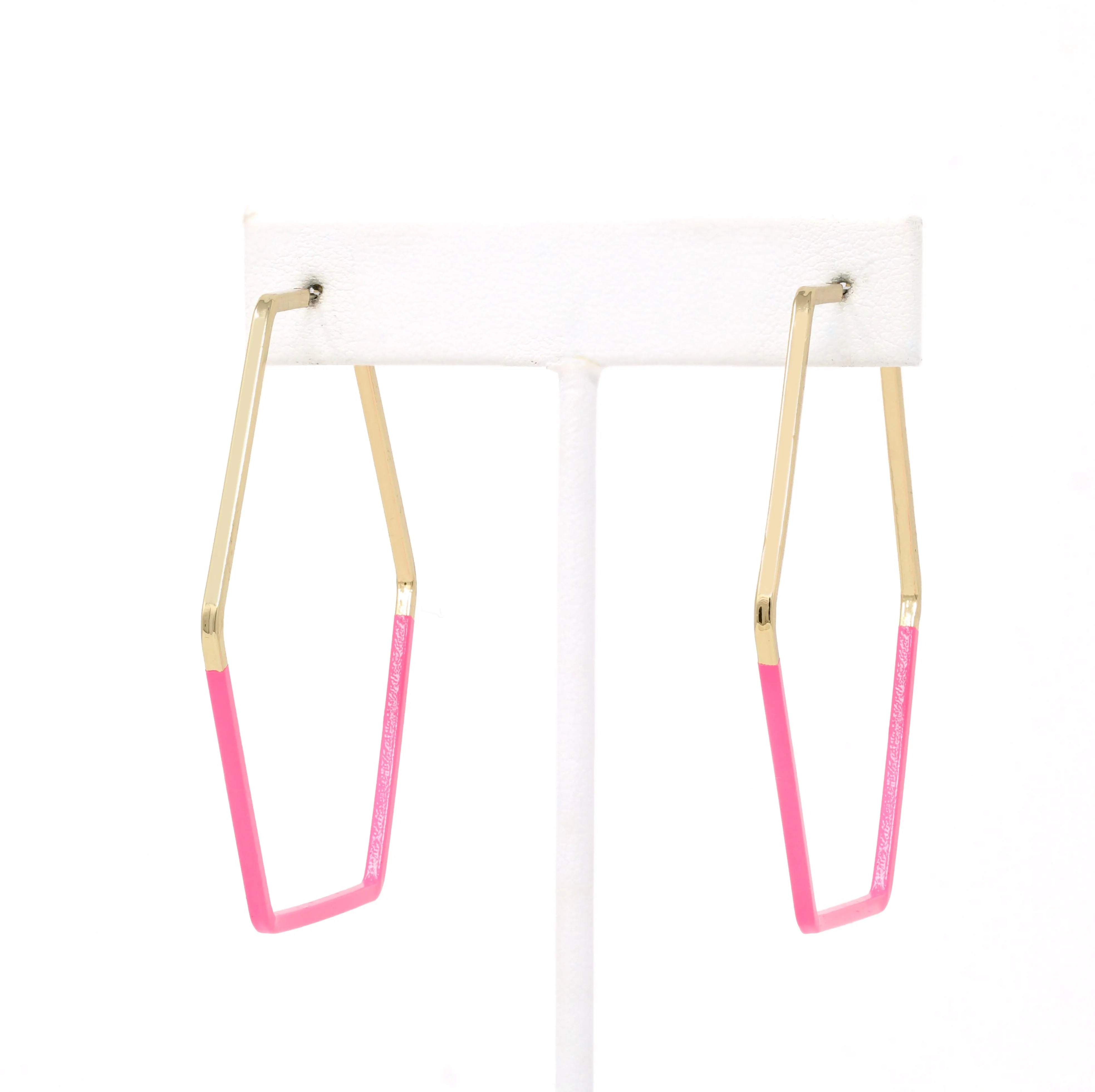Colored Hexagon Hoop Earrings