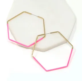 Colored Hexagon Hoop Earrings