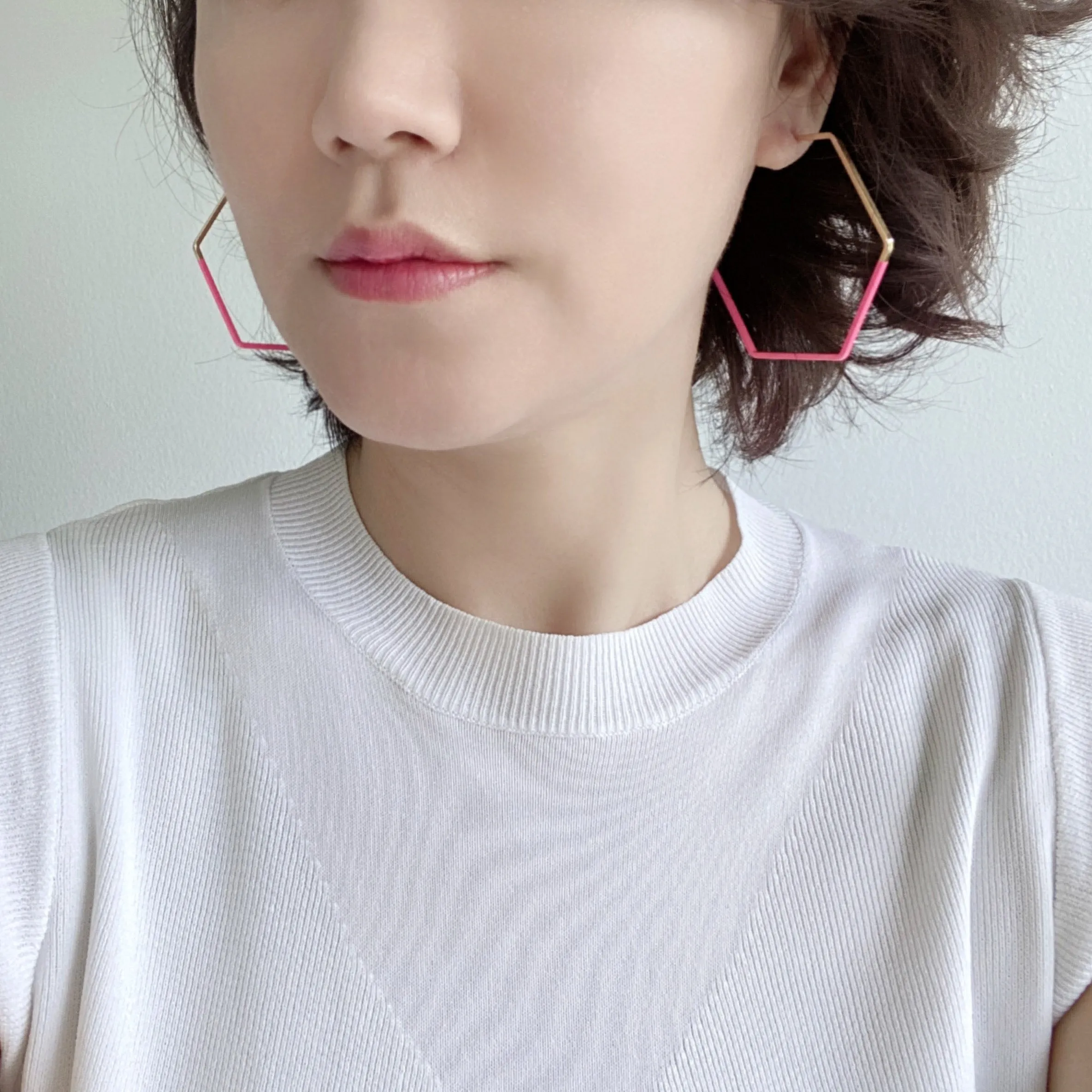 Colored Hexagon Hoop Earrings
