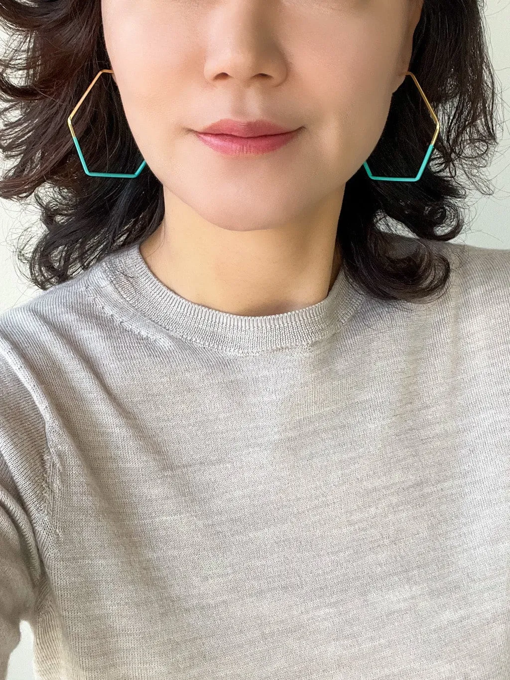 Colored Hexagon Hoop Earrings