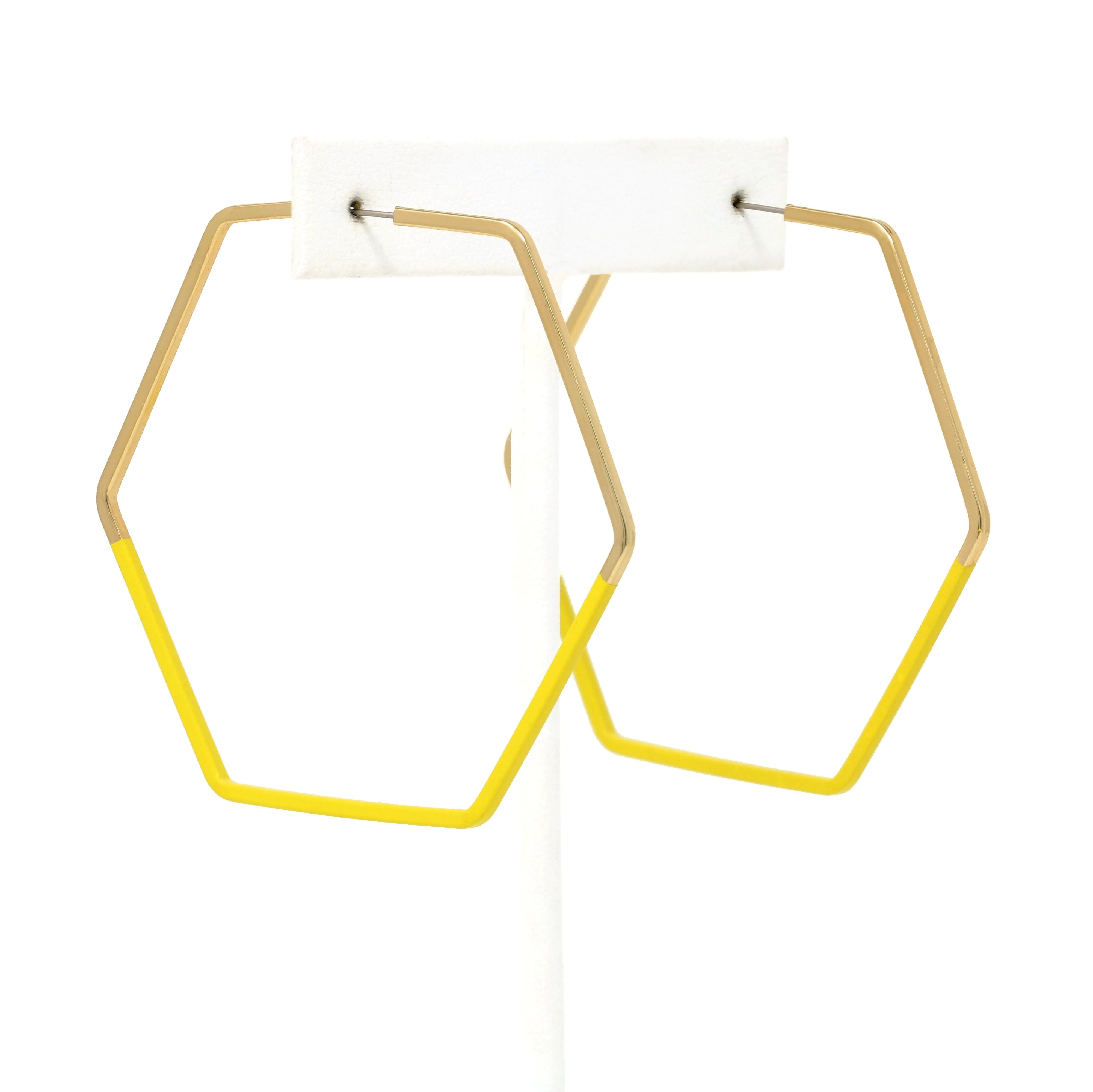 Colored Hexagon Hoop Earrings
