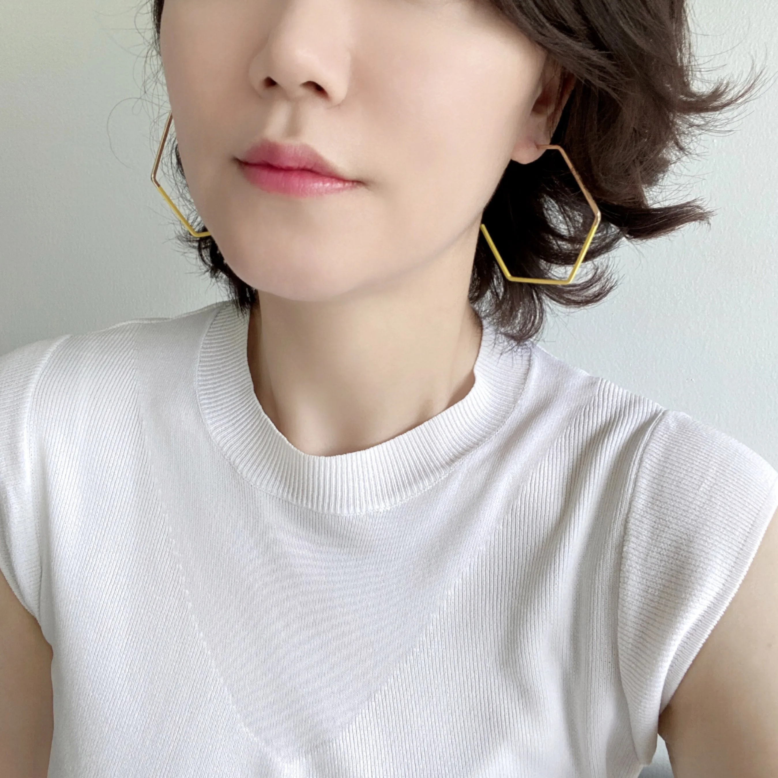 Colored Hexagon Hoop Earrings