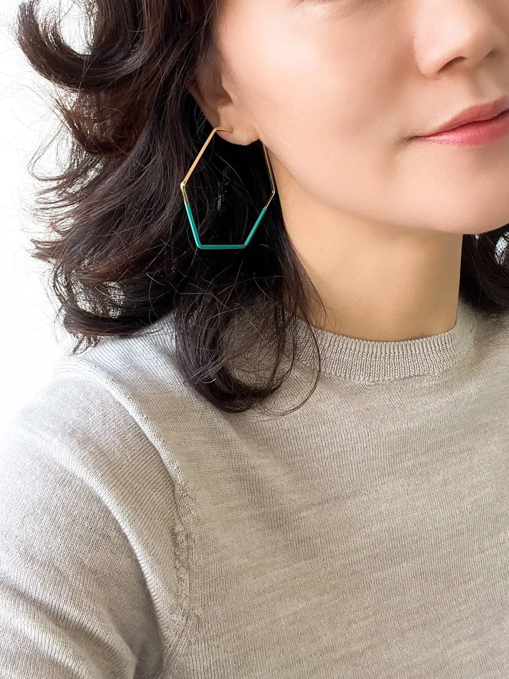Colored Hexagon Hoop Earrings