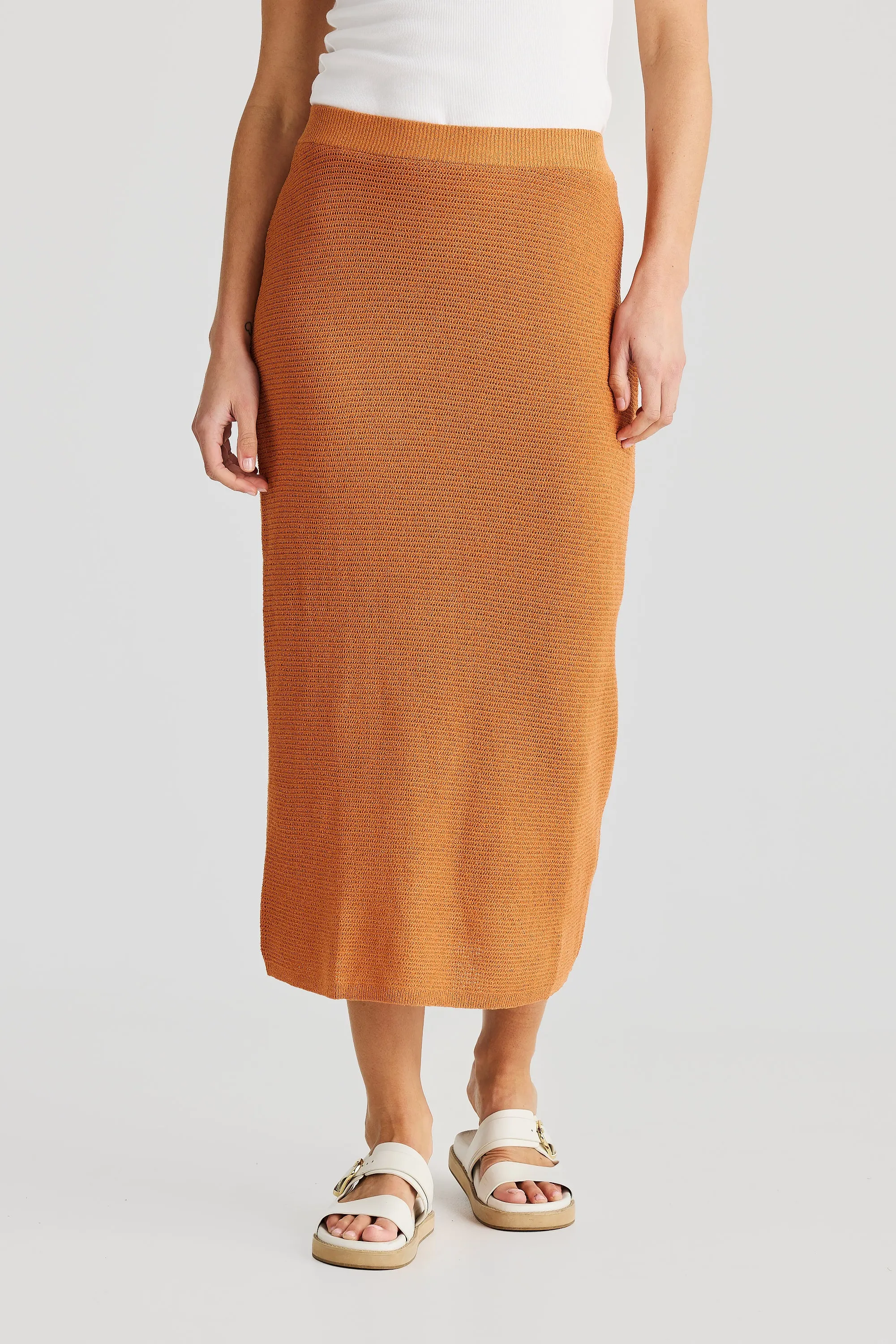 Crochet Midi Skirt - Terracotta