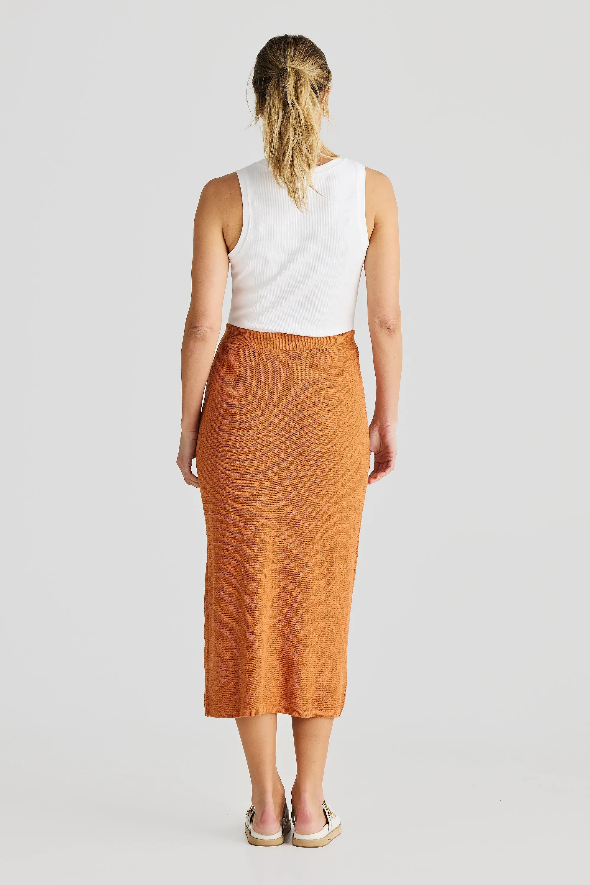 Crochet Midi Skirt - Terracotta
