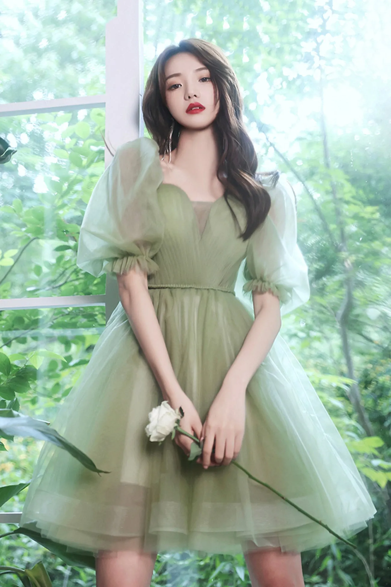 Cute Tulle Knee Length Prom Dress, A-line Mini Party Dress