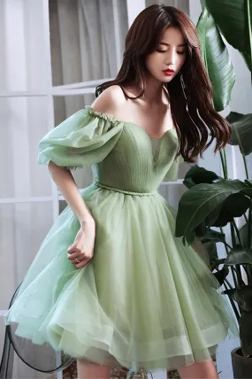 Cute Tulle Knee Length Prom Dress, A-line Mini Party Dress