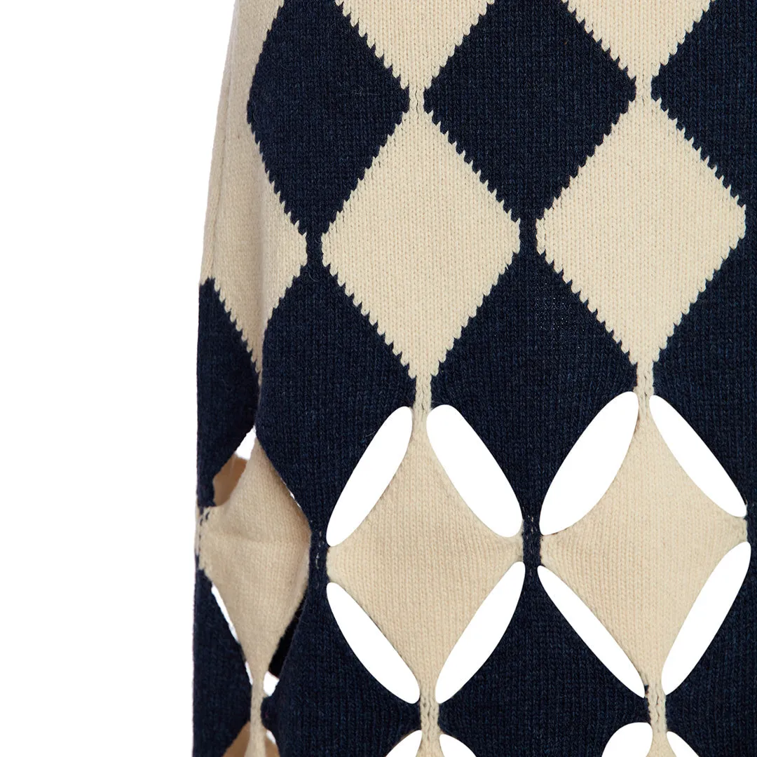 Dark Blue Colored Skirt with Diamond Jacquard