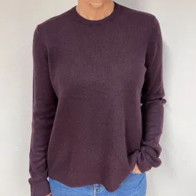 Deep Purple Slouchy Cashmere Crew Neck Jumper Medium