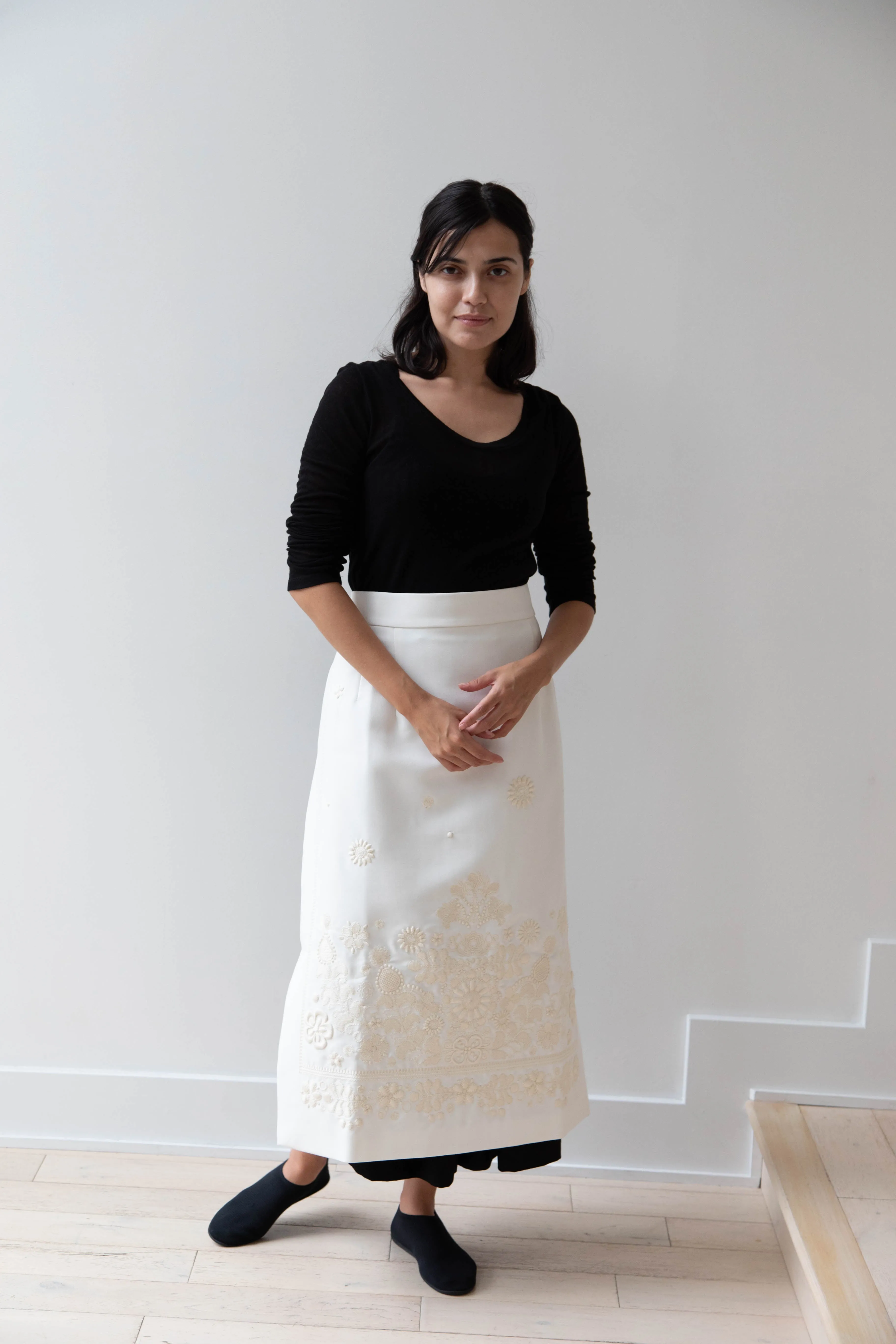Delegan | Embroidered Plakhta in Milk