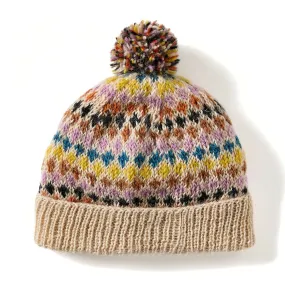 Diamond Remnant Knit Pom Hat