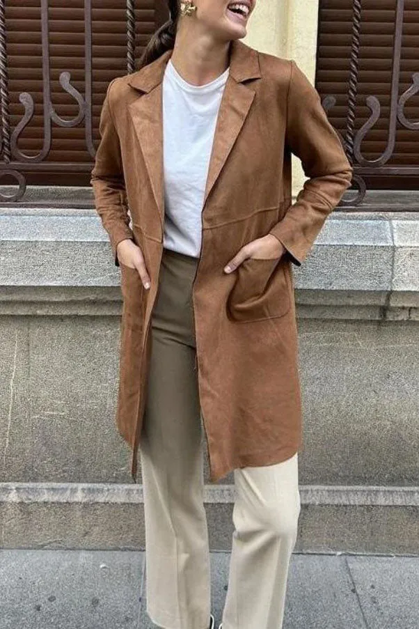 elveswallet Medium-length Suede Trench Coat