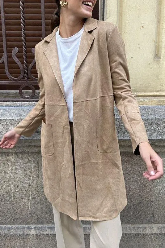 elveswallet Medium-length Suede Trench Coat
