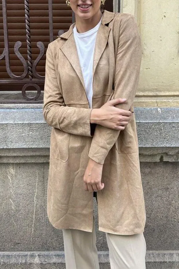 elveswallet Medium-length Suede Trench Coat