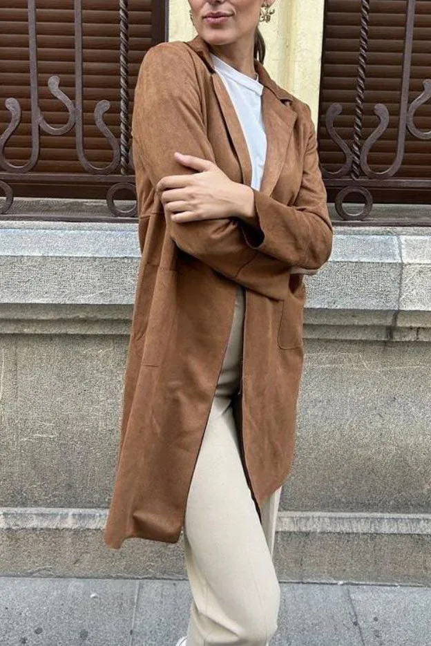 elveswallet Medium-length Suede Trench Coat