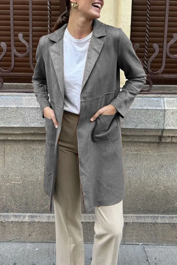 elveswallet Medium-length Suede Trench Coat