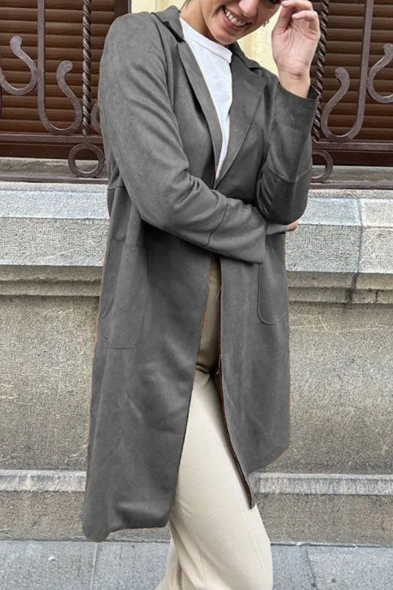 elveswallet Medium-length Suede Trench Coat