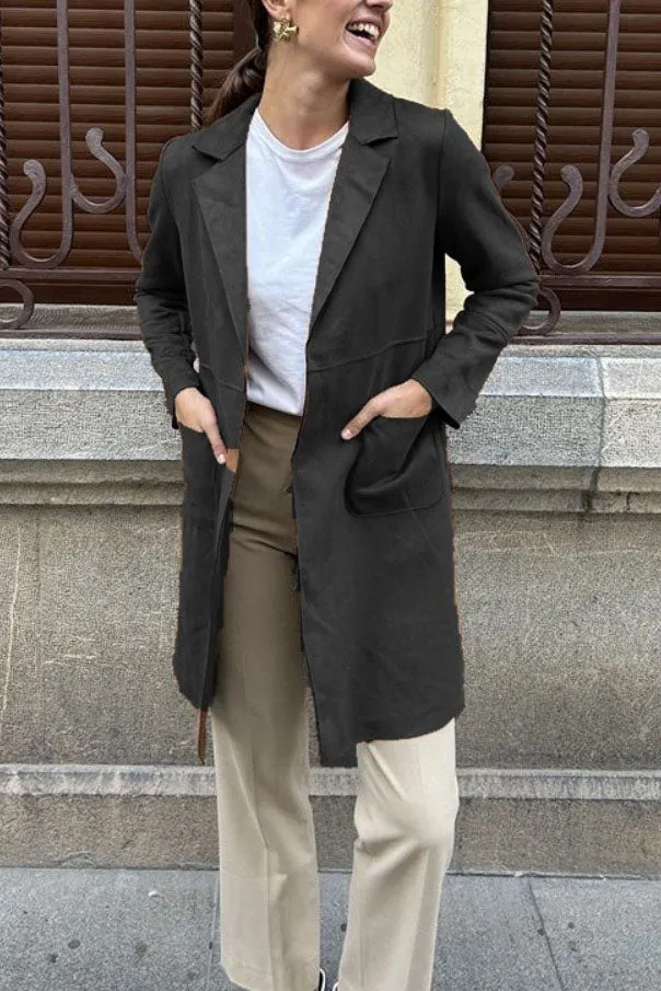 elveswallet Medium-length Suede Trench Coat