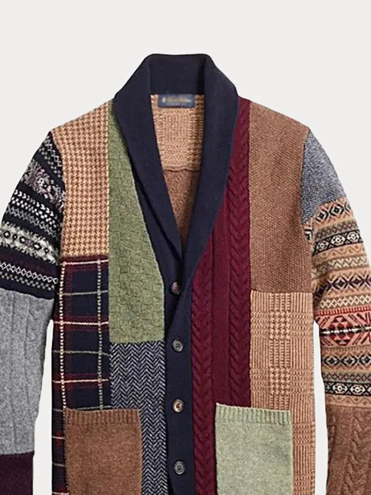 Ethnic style Splicing Sweater Coat