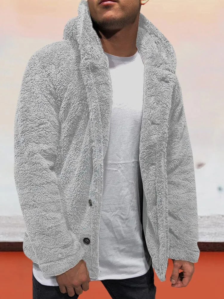 Flannelette Solid Color Hooded Coat