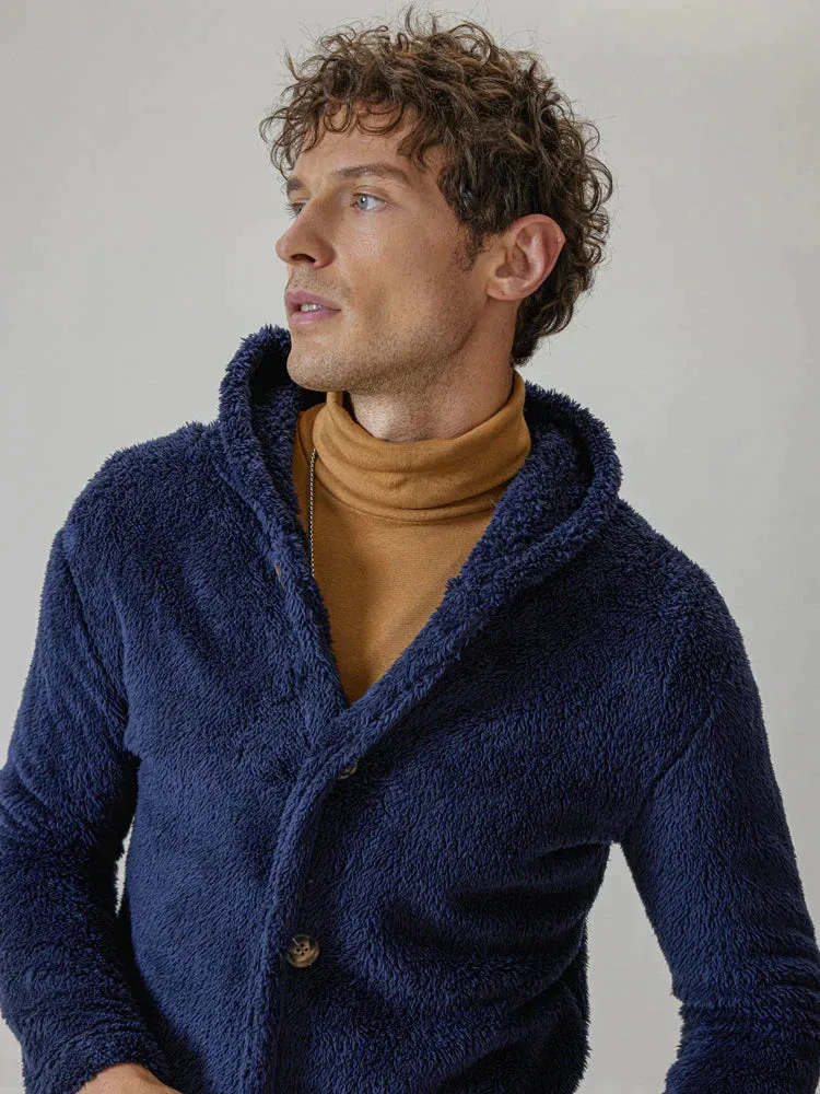 Flannelette Solid Color Hooded Coat