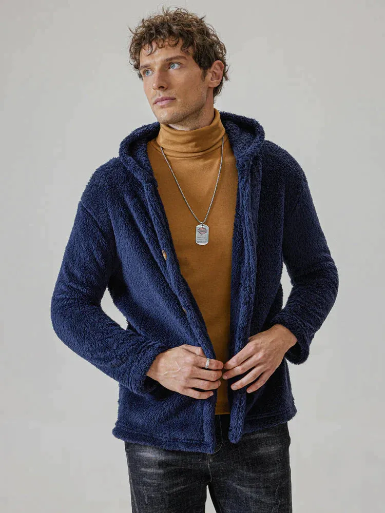 Flannelette Solid Color Hooded Coat