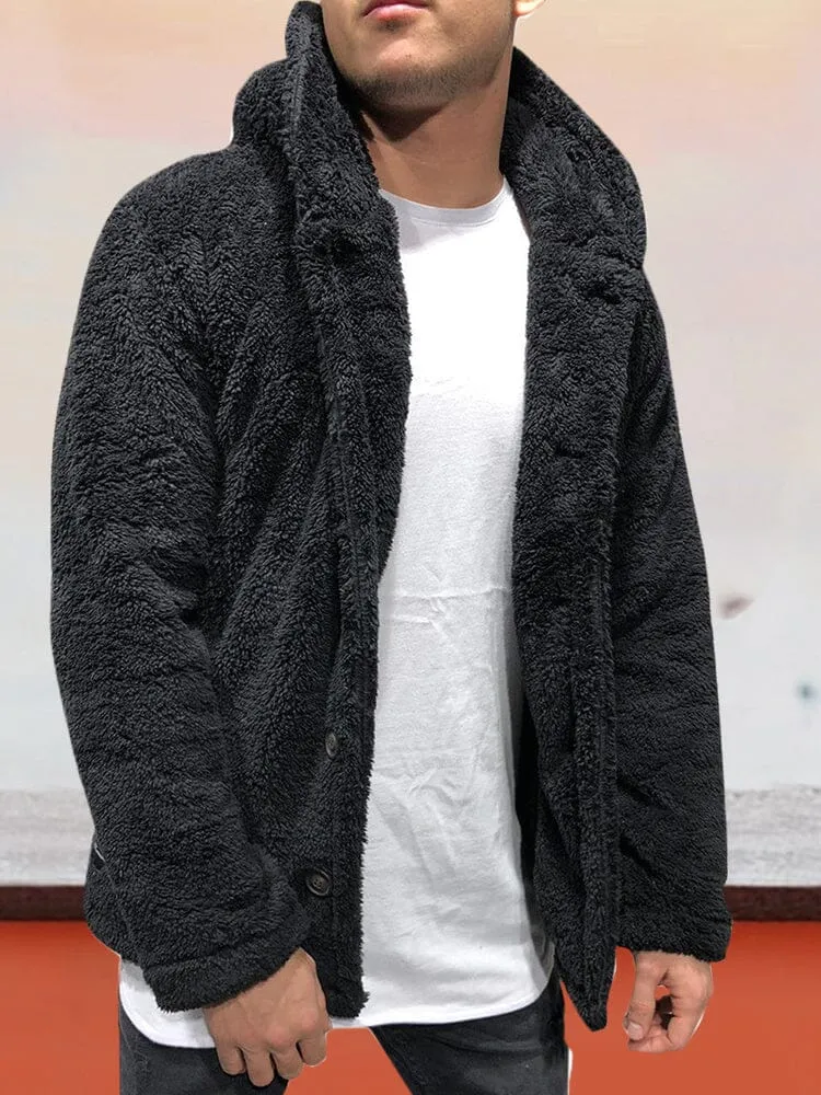 Flannelette Solid Color Hooded Coat