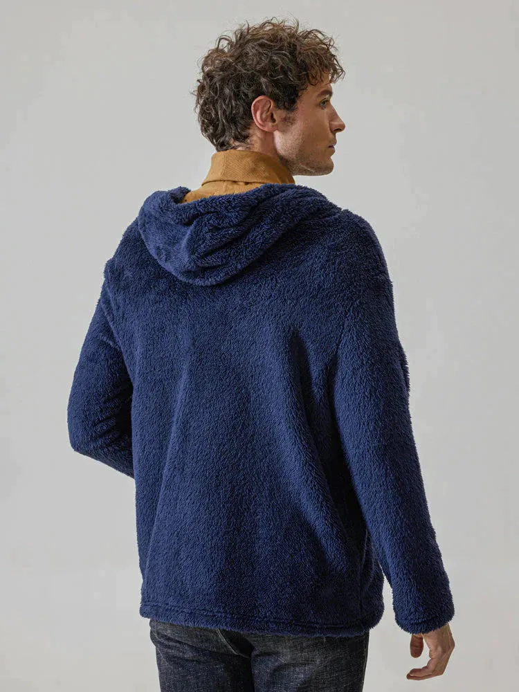 Flannelette Solid Color Hooded Coat