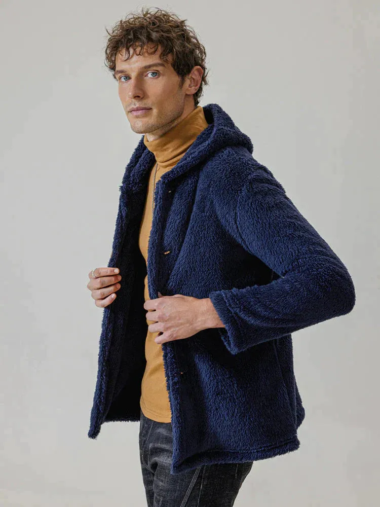 Flannelette Solid Color Hooded Coat