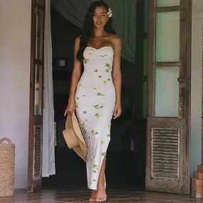 Floral Strapless Bodycon Summer Dress