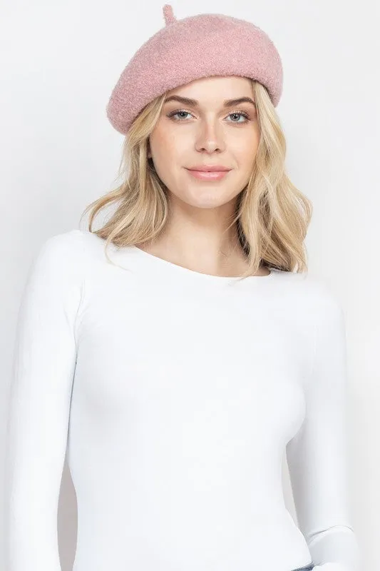 French Royalty Fleece Mustard Yellow Beret Hat