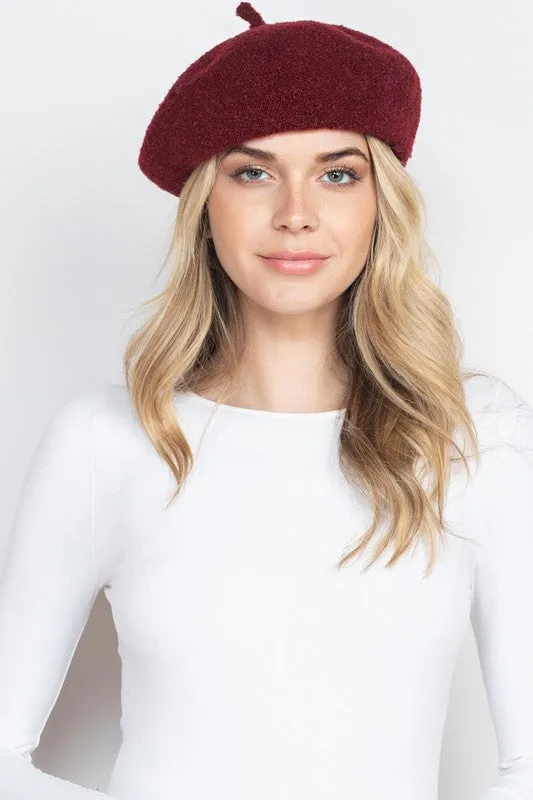 French Royalty Fleece Mustard Yellow Beret Hat
