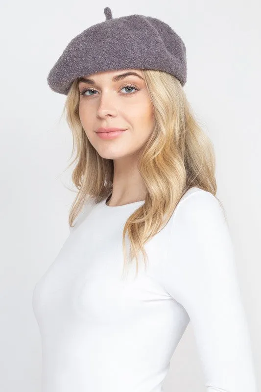 French Royalty Fleece Mustard Yellow Beret Hat