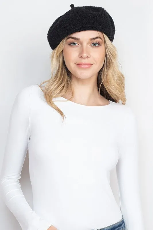 French Royalty Fleece Mustard Yellow Beret Hat