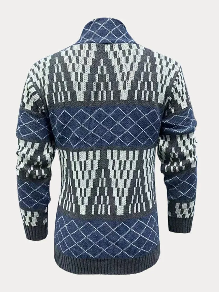 Geometric Graphic Sweater Coat