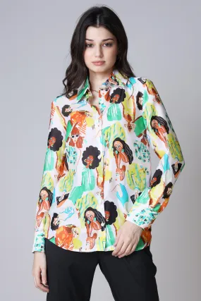 Graphic Person Print Detail Womens Shirt