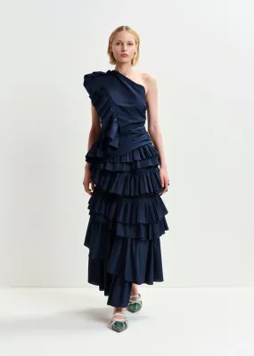 Hayden asymmetrical layered midi skirt - dark blue