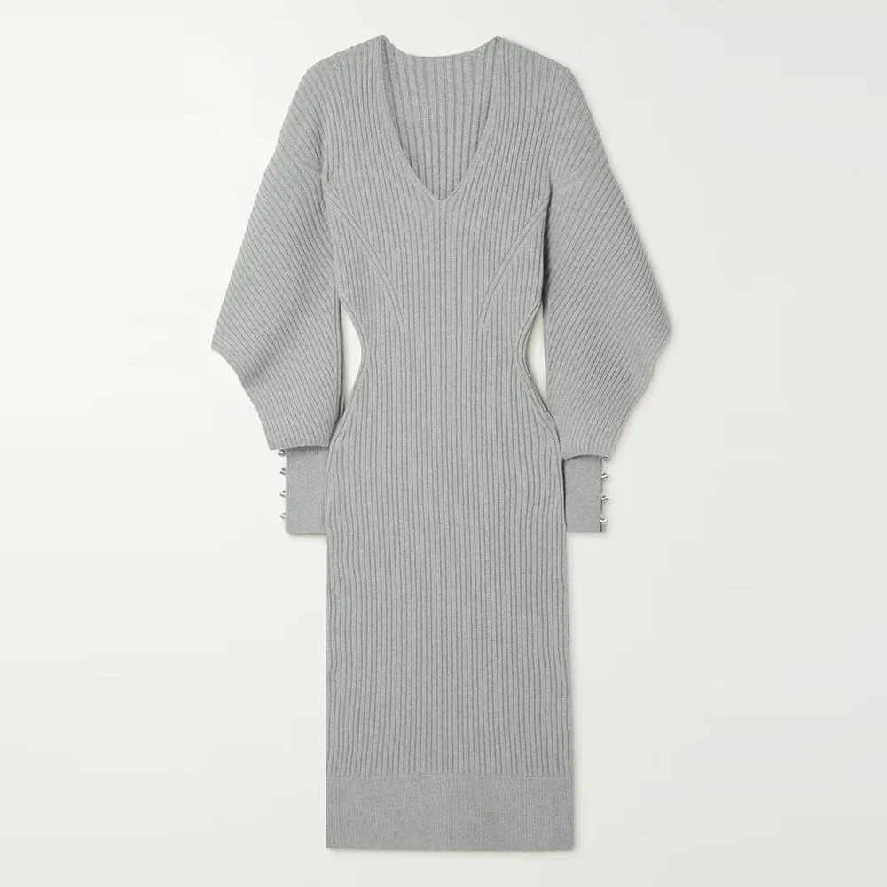 Hollow Out Minimalist Sweater Dress