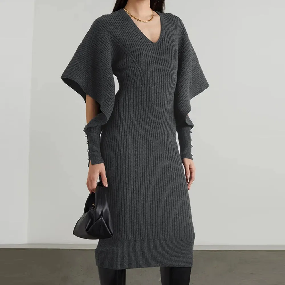 Hollow Out Minimalist Sweater Dress