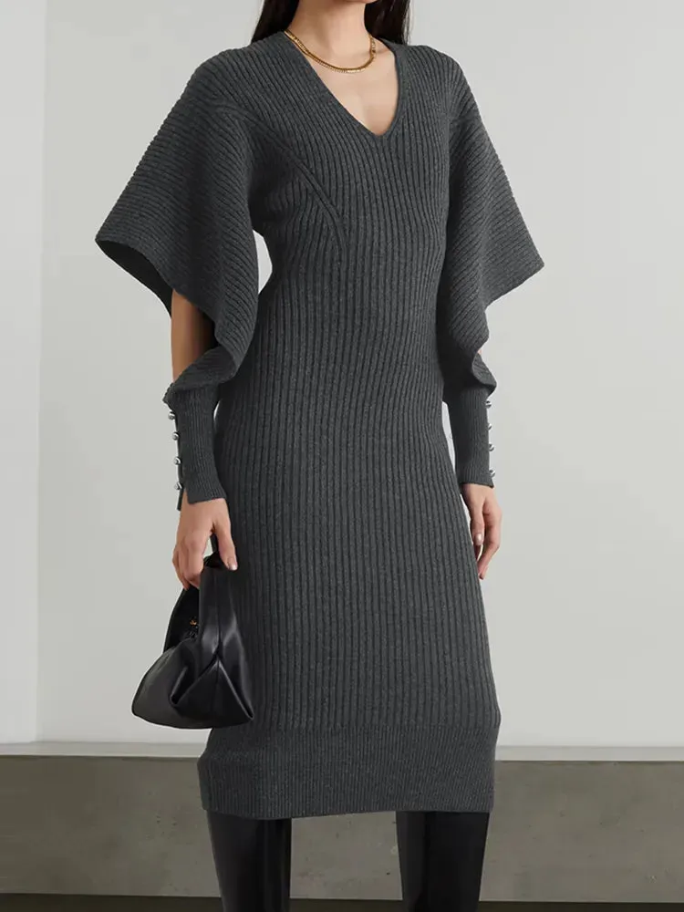 Hollow Out Minimalist Sweater Dress