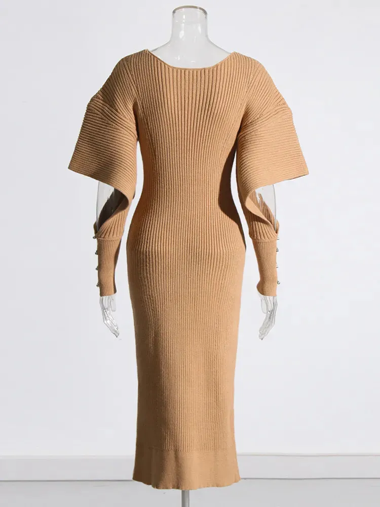 Hollow Out Minimalist Sweater Dress