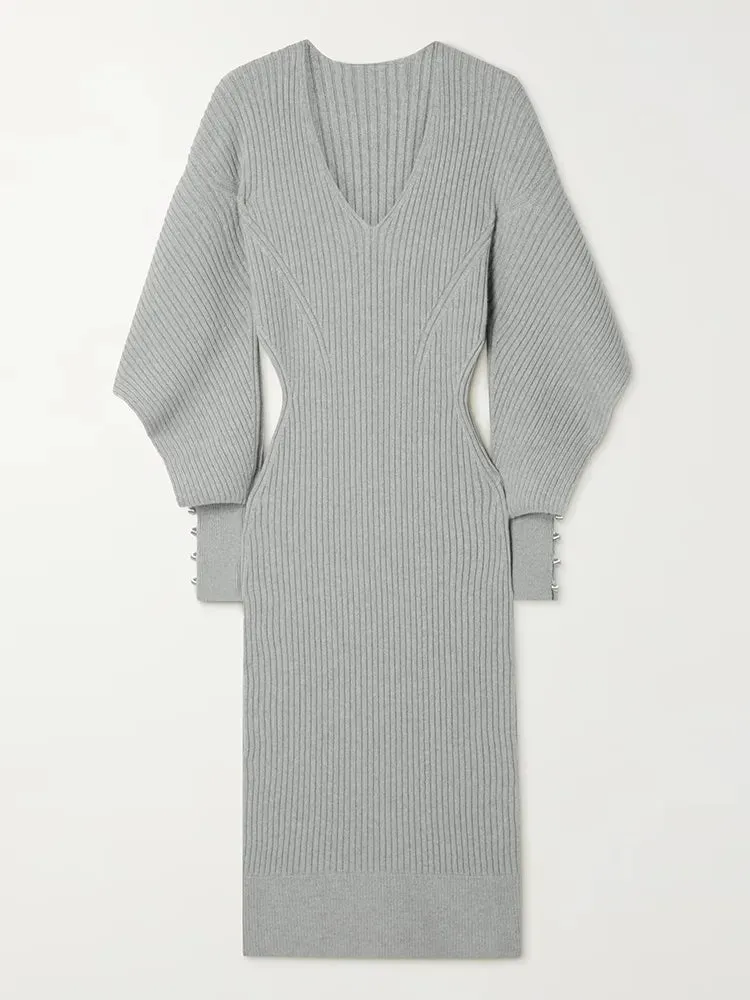 Hollow Out Minimalist Sweater Dress