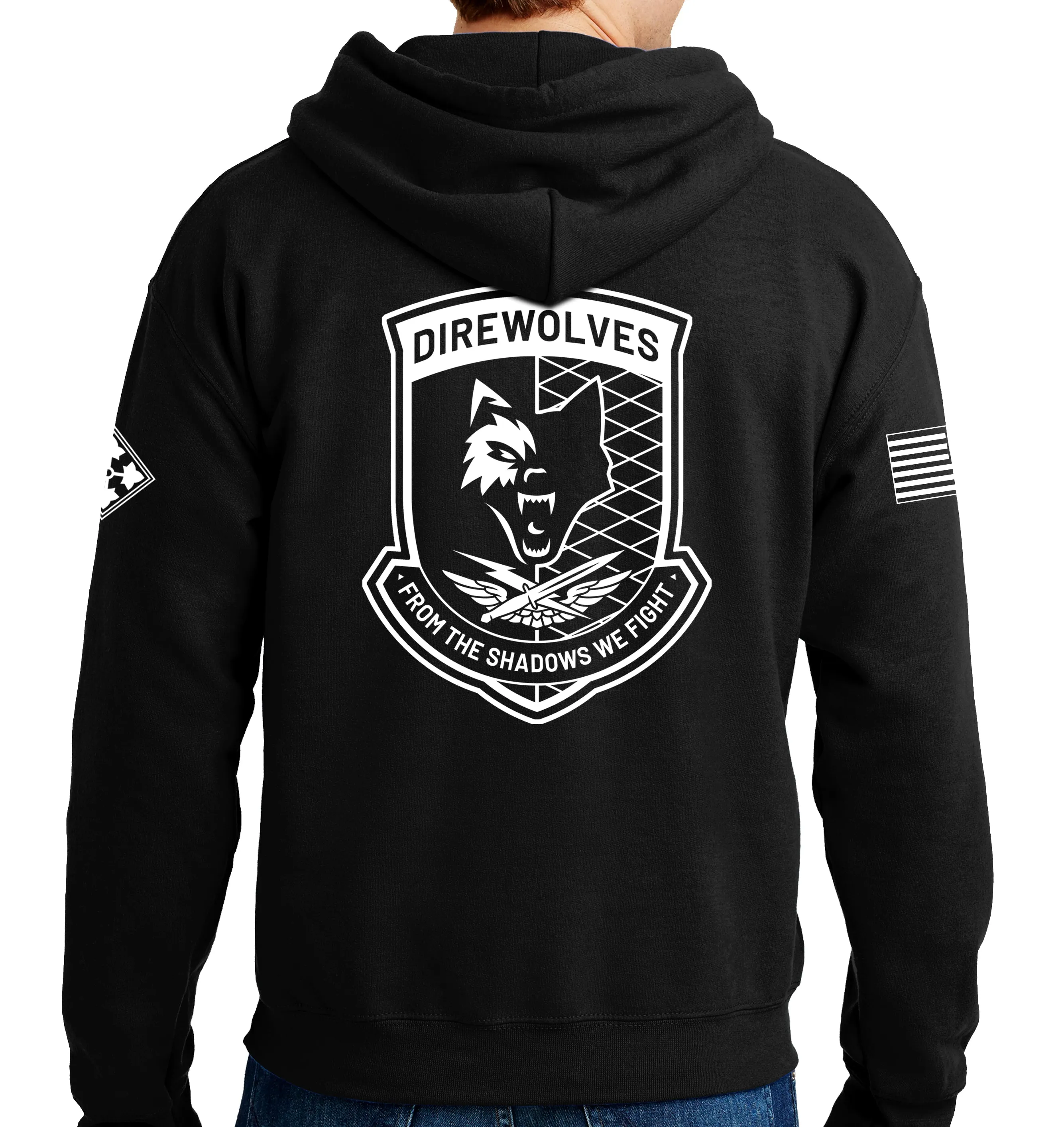 Hoodie Sweatshirt. White Design. This sweatshirt is NOT approved for PT.