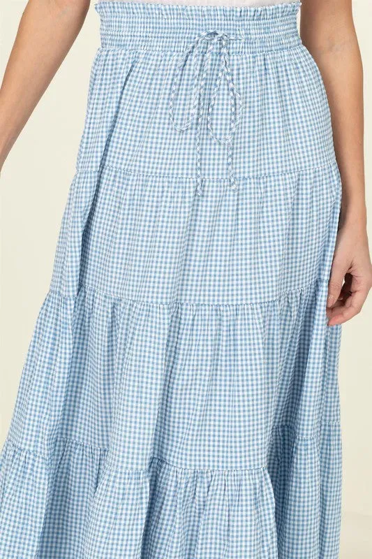HYFVE Skirt Alert High-Waist Gingham Print Midi Skirt