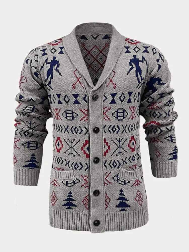 Jacquard Single-breasted Knit Sweater Coat