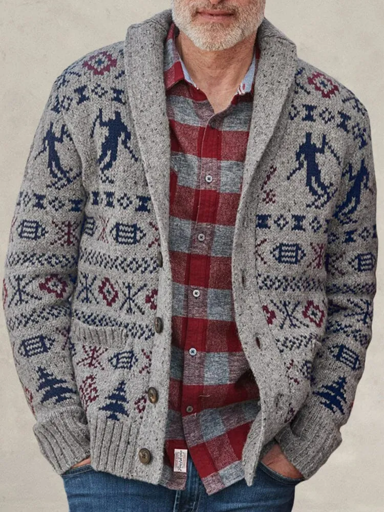 Jacquard Single-breasted Knit Sweater Coat