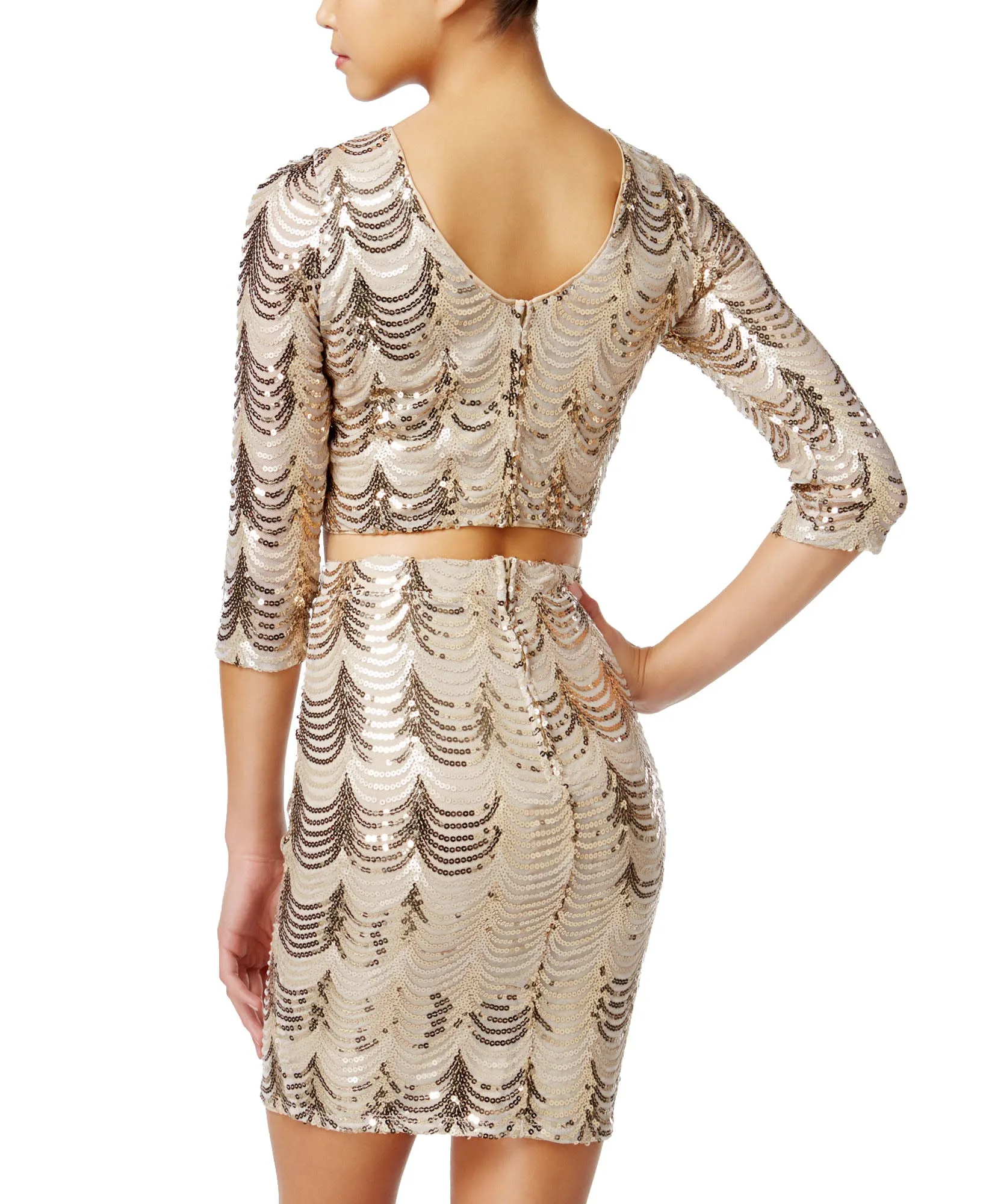 Juniors' 2-Pc. Sequined Bodycon Dress