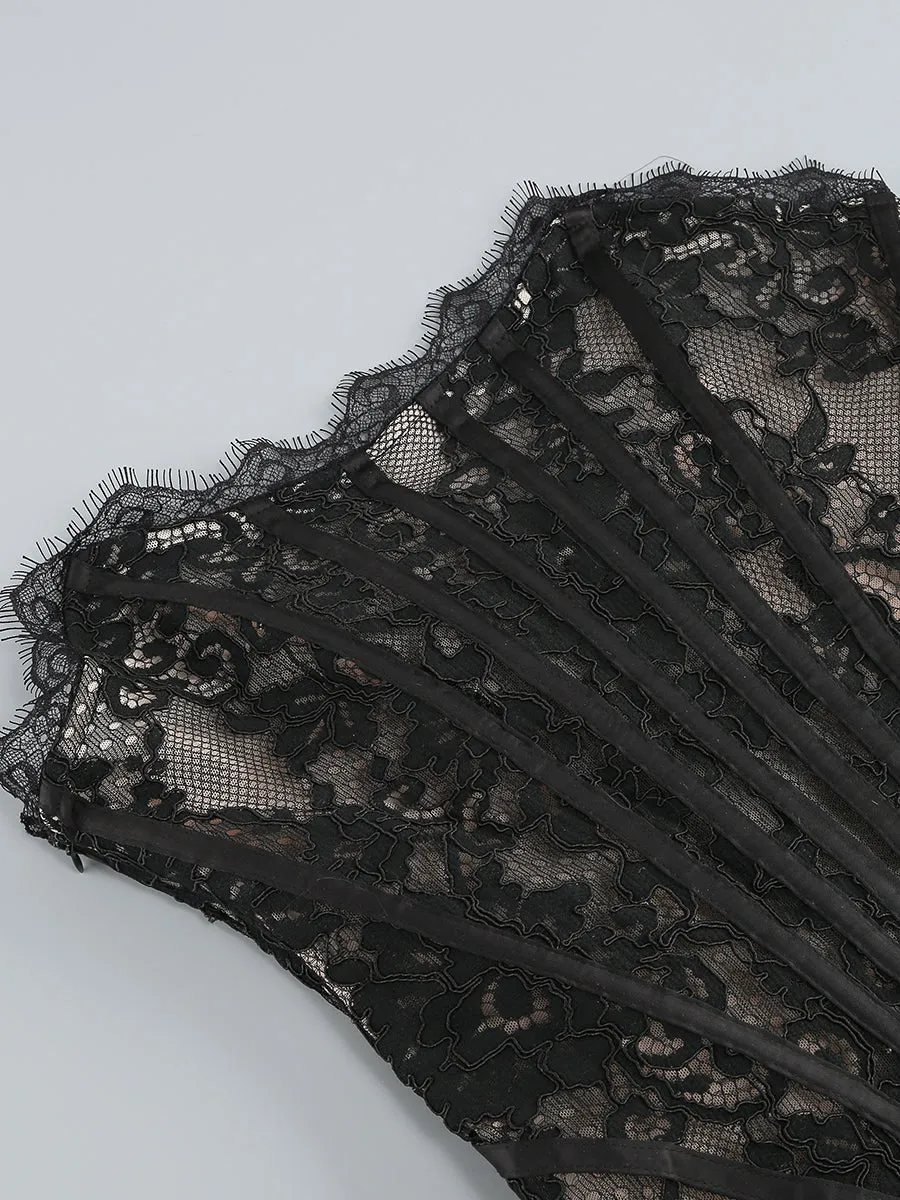 KARINA Strapless Lace Mini Bodycon Dress