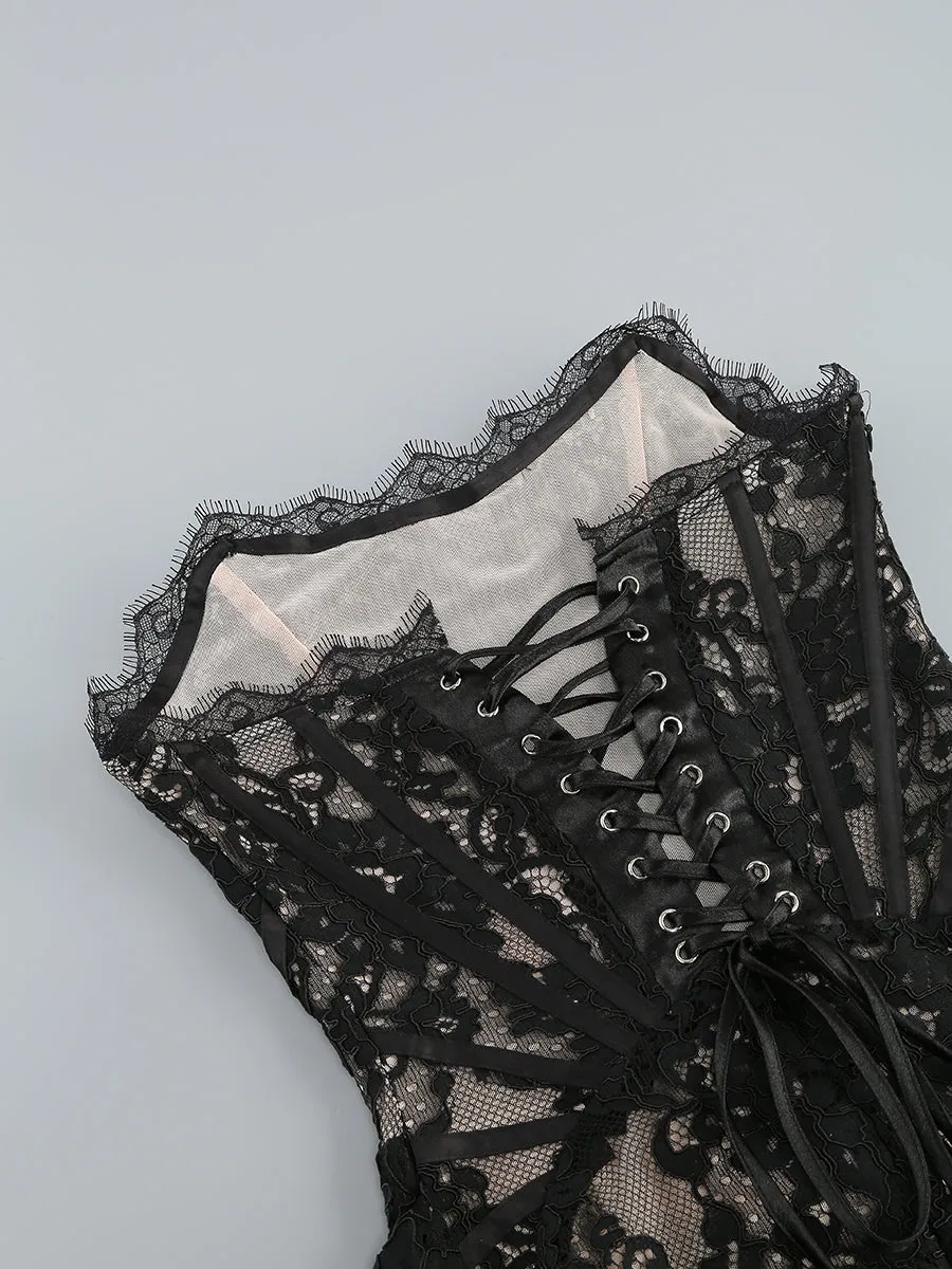 KARINA Strapless Lace Mini Bodycon Dress