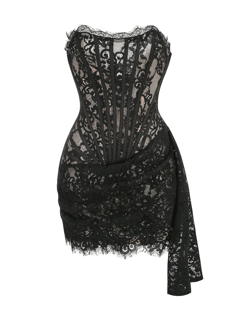 KARINA Strapless Lace Mini Bodycon Dress